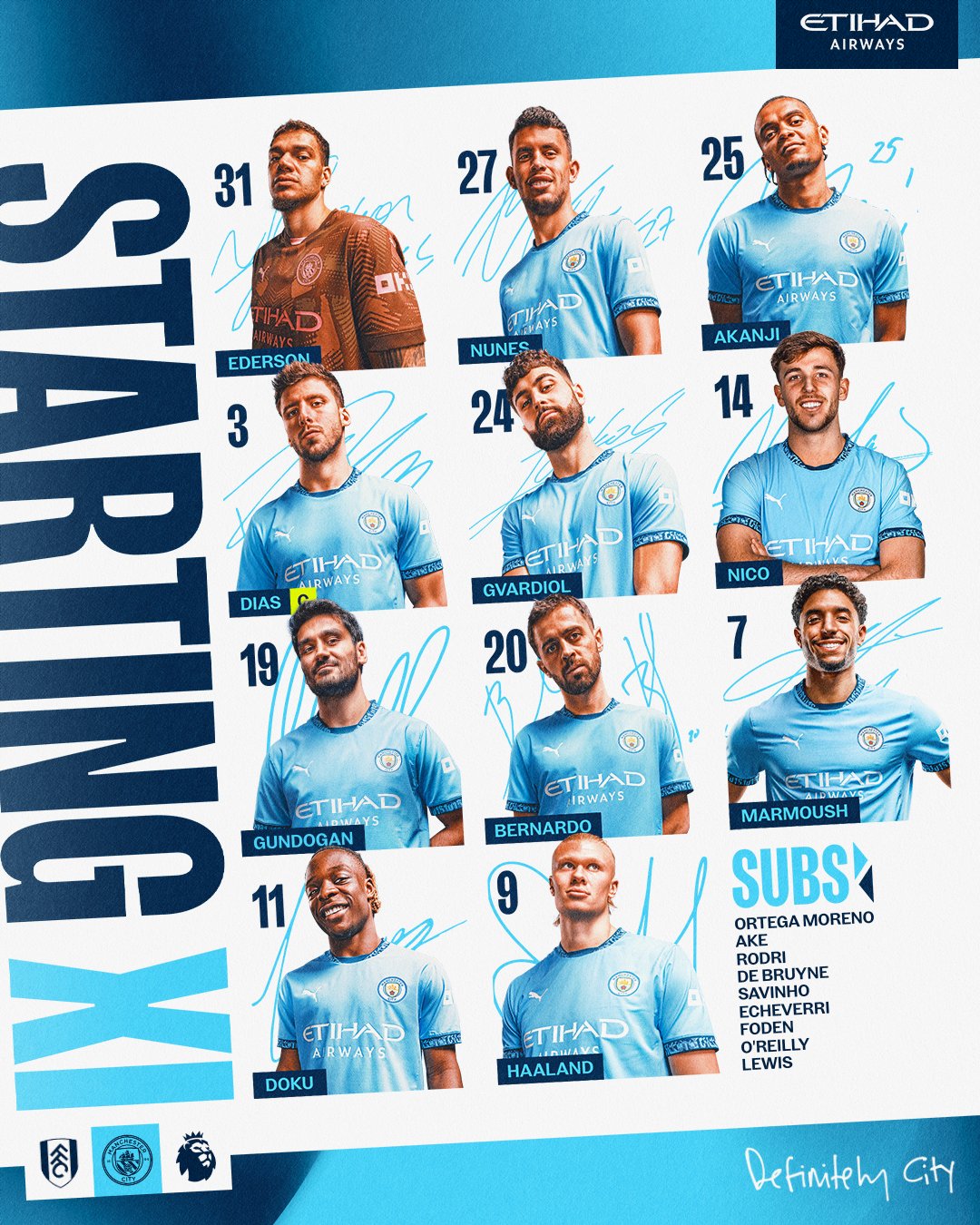 英超历史第三次！富勒姆vs曼城双方首发无英格兰球员